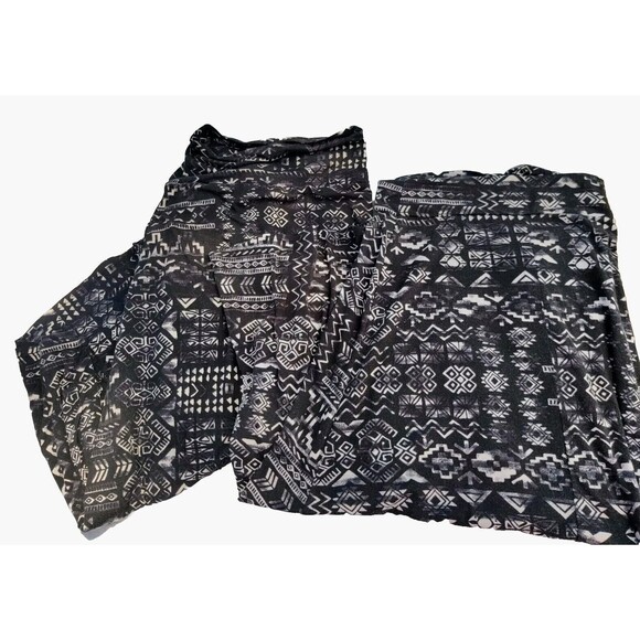 Lot 2 Mossimo Maxi Skirts Small S Womens Long Fold Over Waist Black White Aztec - Picture 1 of 16